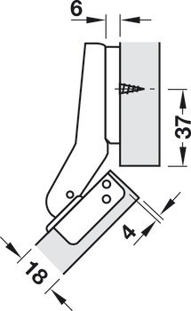 Nábytkový závěs, Häfele Metallamat A/SM 92°, pro 45° rohové aplikace