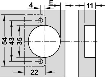 Nábytkový závěs, nerez, polonaložená/oboustranná montáž