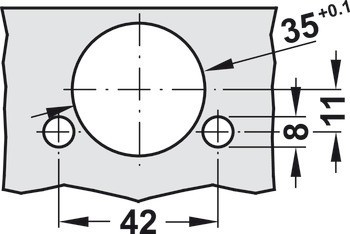 Nábytkový závěs, Tiomos 110°, polonaložená/oboustranná montáž