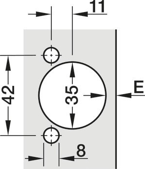 Nábytkový závěs, Tiomos 110°, polonaložená/oboustranná montáž