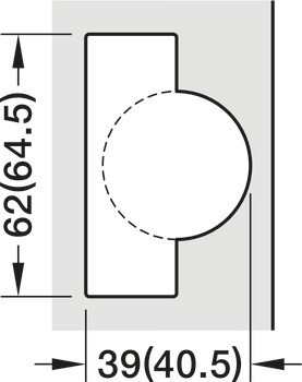 Nábytkový závěs, Tiomos 110°, polonaložená/oboustranná montáž
