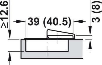 Nábytkový závěs, Tiomos 110°, polonaložená/oboustranná montáž