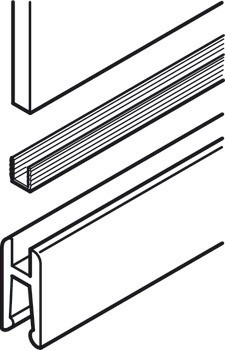 Nacvakávací lišta pro skleněné dveře, K nasunutí do lišty pro vozík