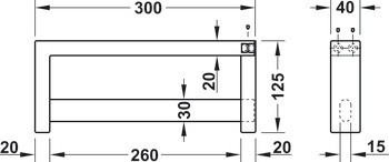 Nástěnný šatní regál, montáž na stěnu, nerez