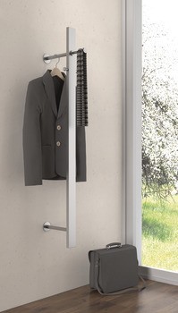 Nástěnný šatní regál, se 2 háčky, montáž na stěnu, nerez