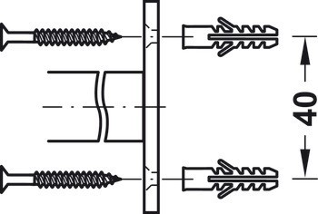 Nástěnný šatní regál, se 2 háčky, montáž na stěnu, nerez