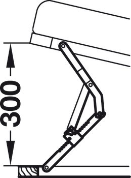 Nůžkové zvedací kování pro postele, v 18 krocích, výška zdvihu až 300 mm