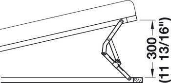 Nůžkové zvedací kování pro postele, v 18 krocích, výška zdvihu až 300 mm