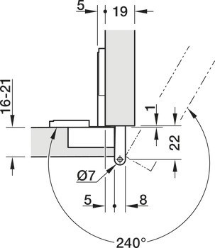 Objektový závěs, Model 2000 SM, polonaložená montáž