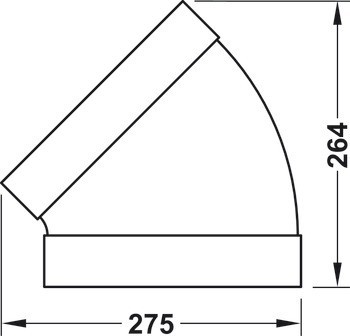 Oblouk Ⓖ, Plochý potrubní systém 150 Euro soft, 45° vodorovně