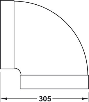 Oblouk Ⓖ, Plochý potrubní systém 150 Euro soft, 90° vodorovně