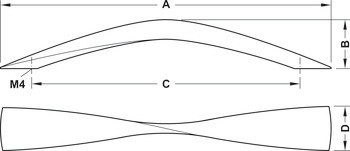 Oblouková úchytka, dřevo