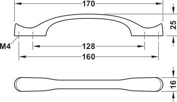 Oblouková úchytka, Häfele Déco H1970, zinková slitina