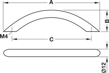 Oblouková úchytka, Häfele Déco, nerez