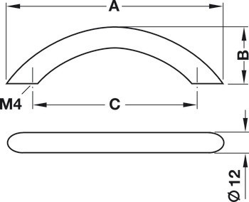 Oblouková úchytka, Häfele Déco, nerez