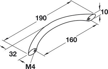 Oblouková úchytka, Häfele Déco, ocel
