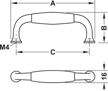 Oblouková úchytka, Häfele Déco, porcelán