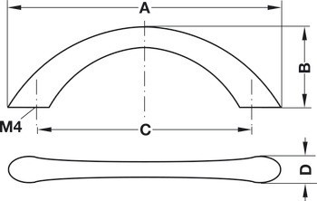 Oblouková úchytka, Häfele Déco, zinková slitina