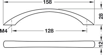 Oblouková úchytka, Häfele Déco, zinková slitina