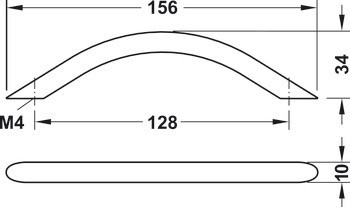 Oblouková úchytka, hliník