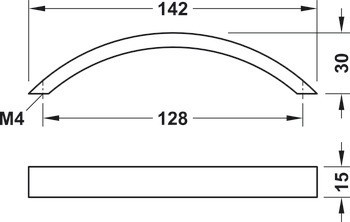 Oblouková úchytka, Häfele Déco, zinková slitina