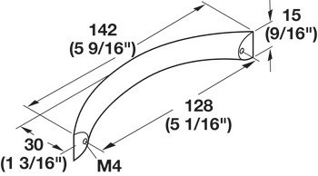 Oblouková úchytka, Häfele Déco, zinková slitina