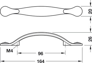 Oblouková úchytka, zinková slitina