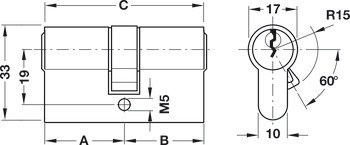 Oboustranná cylindrická vložka, standardní profil, bez prostupové spojky, Startec