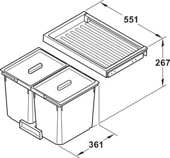 Odpadkové koše, 1 x 16 a 1 x 9 litrů, Häfele