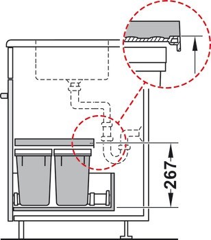 Odpadkové koše, 1 x 16 a 1 x 9 litrů, Häfele