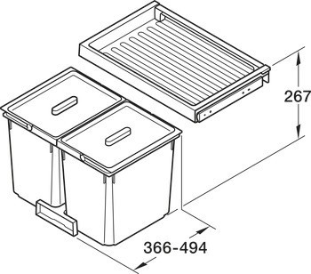 Odpadkové koše, 1 x 16 a 1 x 9 litrů, Häfele