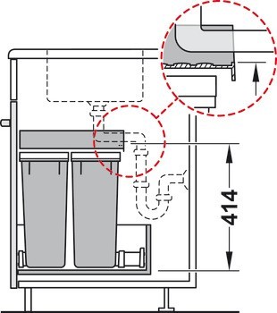 Odpadkové koše, 1 x 18, 1 x 26 a 2 x 12 litrů, Häfele