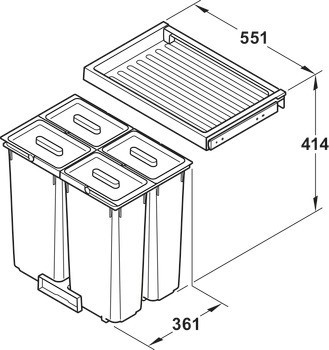 Odpadkové koše, 1 x 18, 1 x 26 a 2 x 12 litrů, Häfele