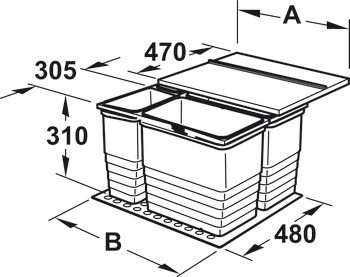 Odpadkové koše, Pro Blum Legrabox, 2 x 8 a 1 x 17 litrů / 2 x 8 a 2 x 17 litrů