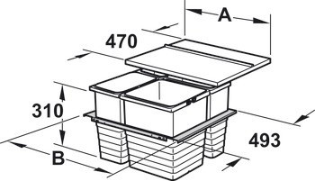 Odpadkové koše, pro Blum Legrabox, 2 x 8 a 1 x 17 litrů