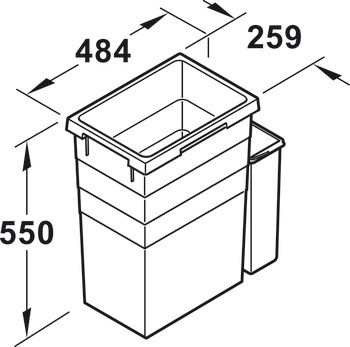 Odpadkový koš, 1 x 38 a 1 x 7 litrů, Hailo AS Euro Cargo