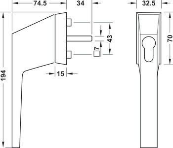 Okenní klika, FSB 34 3495 hliník