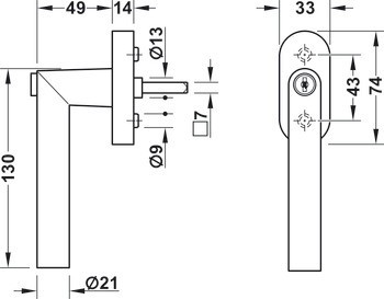 Okenní klika, Häfele Startec PWH 4103-2 (100 Nm) nerez