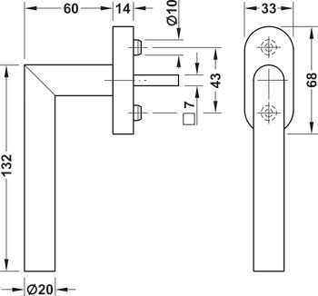 Okenní klika, Häfele Startec PWH 4103 nerez