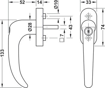 Okenní klika, Häfele Startec PWH 4104 (200 Nm) nerez