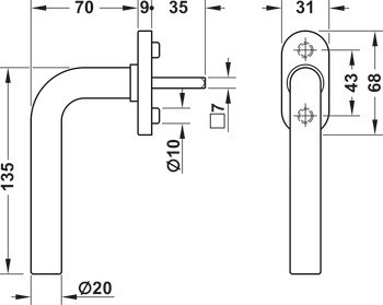 Okenní klika, Häfele Startec PWH 5101 nerez