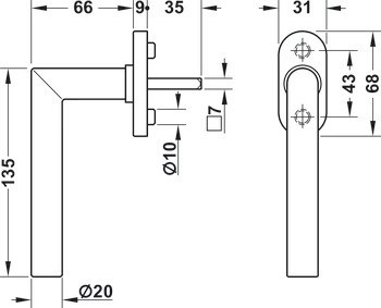 Okenní klika, Häfele Startec PWH 5103 nerez