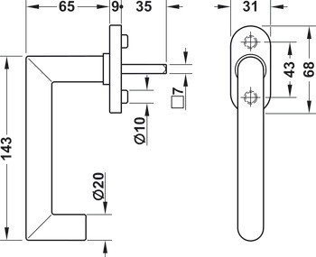 Okenní klika, Häfele Startec PWH 5106 nerez