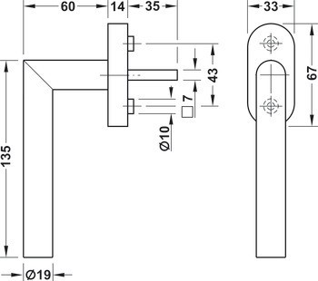 Okenní klika, Häfele Startec WH 2171 nerez