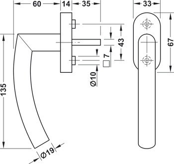 Okenní klika, Häfele Startec WH 2189 nerez