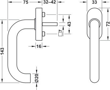 Okenní klika, Hoppe Paris 038/US956 hliník