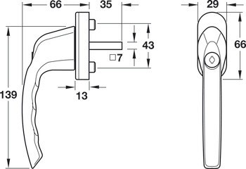 Okenní klika, Hoppe Tokyo 0710S/U26 hliník