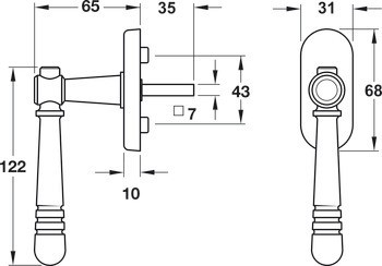 Okenní klika, Scheitter 827 ocel/mosaz