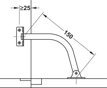 Omezovač úhlu otevření, ocel, délka 150 mm