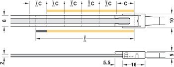 Osvětlovací LED páska, COB, Häfele Loox5 LED 2107, 12 V, 8 mm, 2pólové (tunable white 2vodičová technologie), 2 x 320 LED/m, 9,6 W/m, IP20